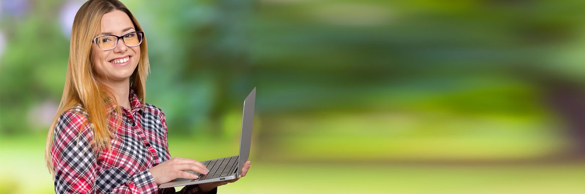 Young female working on laptop