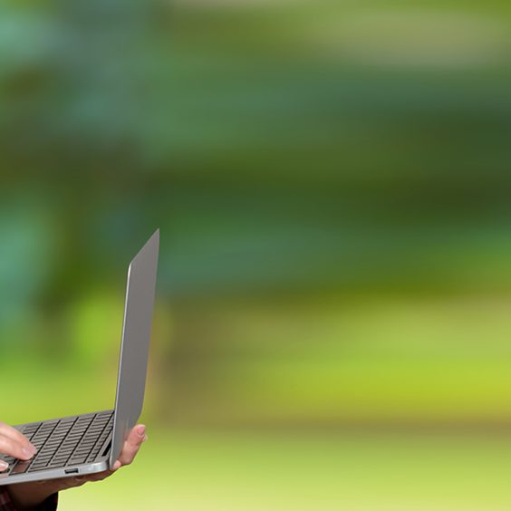 Young female working on laptop
