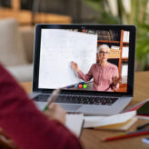 Studying with video online lesson at home