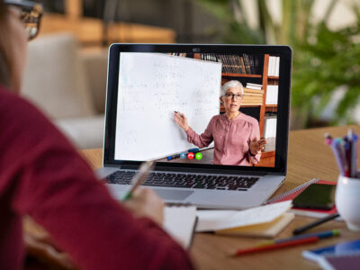 Studying with video online lesson at home